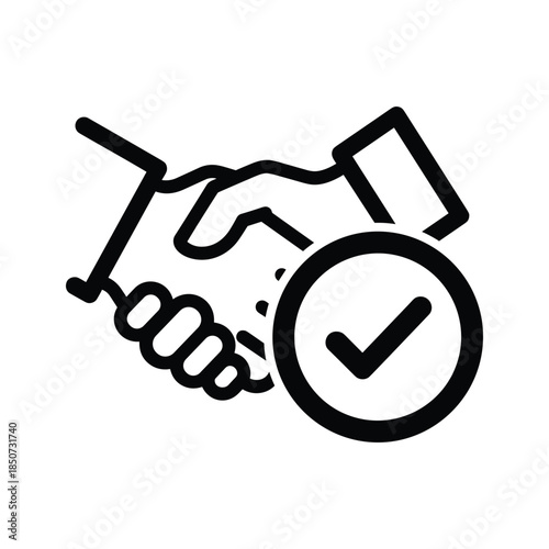 Handshake with checkmark indicating agreement or approval
