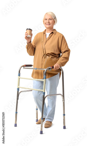 Senior woman with walker an...