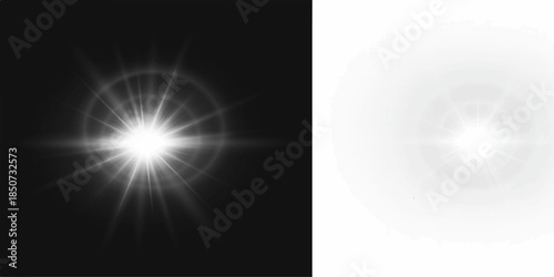 Abstract vector illustration of a bright blue sky with stars, light rays, and a celestial glow creating a space design wallpaper backdrop