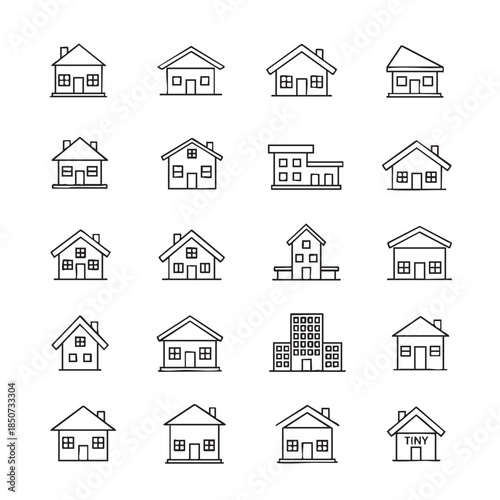 Collection of Simple House Sketches for Urban and Residential Settings