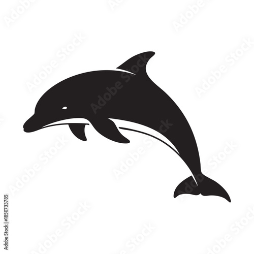 Dolphin jumping out of water illustration on transparent background