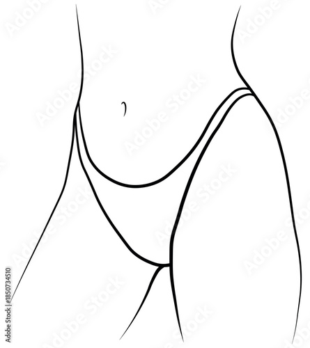 Woman swimsuit bikini panties hand drawn