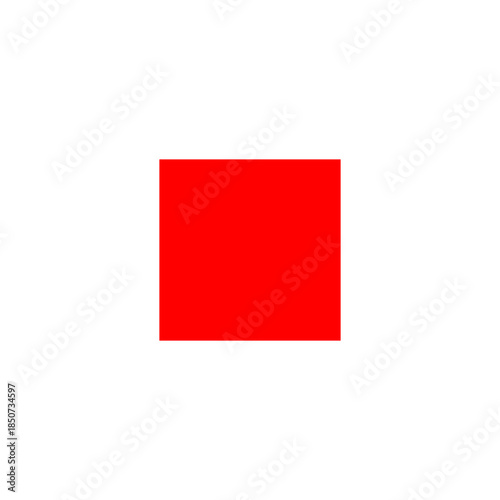 A simple and striking solid red square on a pristine white background, representing fundamental geometric shapes and a versatile graphic design element for various creative projects