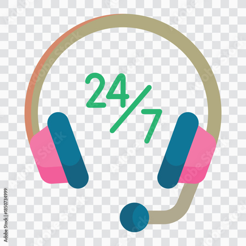 24/7 Customer Service and Support Icon – Continuous Availability and Assistance