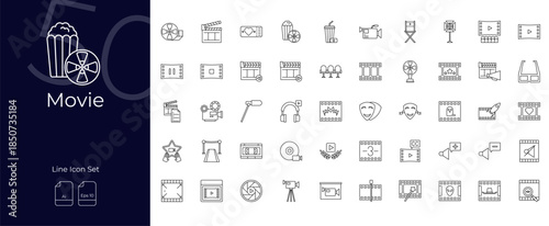 Movie Line Editable Icons set