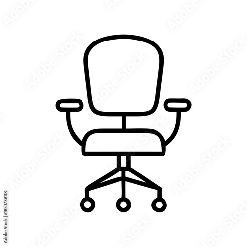 Office chair in minimalist design with rolling wheels and armrests  