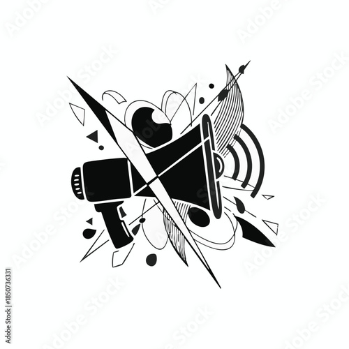 Mute Megaphone Symbol No Sound Quiet Censorship Icon Abstract Graphic Design.