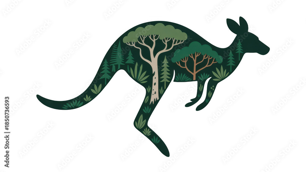 Obraz premium Illustrated leaping kangaroo