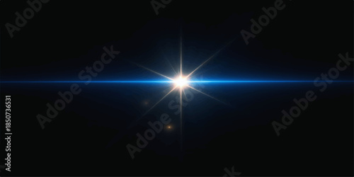 Abstract blue star light flare motion background with a dark space digital ray effect