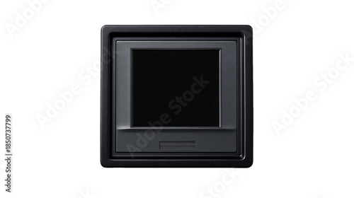 Isolated Black Safe Box with Digital Display on Transparent Background Minimalist Security Container for Valuables Protection, PNG