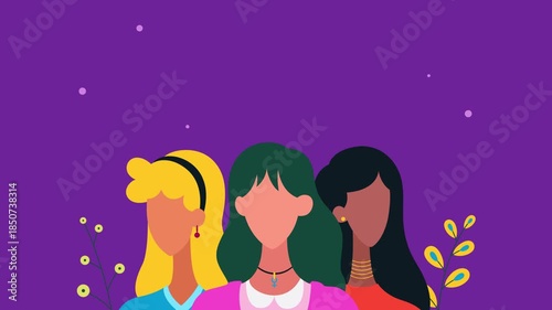 Modern Flat Illustration Animation of Three Women Characters