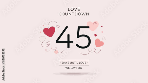Valentine's Day Countdown with Heart Symbols and Romantic Message for Love and Happiness
