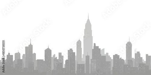 Seattle city skyline silhouette with buildings and skyscrapers in a black and white urban architecture illustration