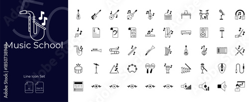 Music School Duotone Editable Icons set