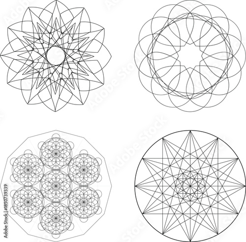 Sacred Geometry Mandala Art – Spiritual and Cosmic Line Art Collection