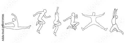 CAD top view of people jumping. Vector illustration