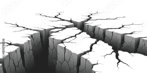 A deep cracked earth fissure extending into the distance