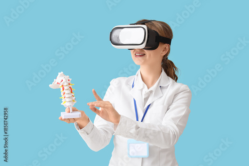 Female doctor in VR glasses...