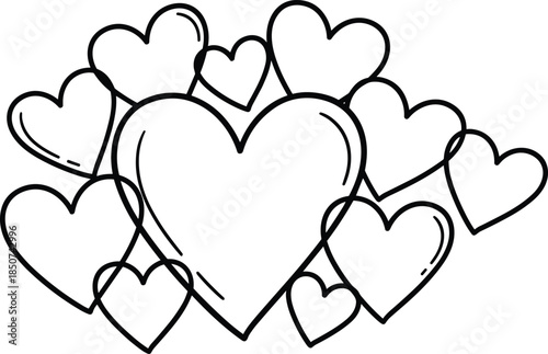 Hand drawn heart illustration, love symbol doodle, romantic valentine design, abstract heart sketch, minimal line art, wedding romance concept