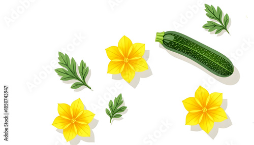 cucumber with flowers, for kids clothes, decoration and wallpaper,