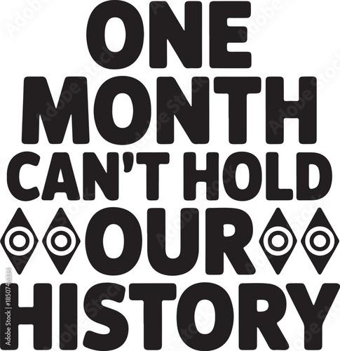 Bold black text proclaiming ONE MONTH CANT HOLD OUR HISTORY with eye symbols