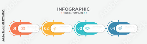 Modern Infographic Vector Template. Timeline with 4 number options. Vector illustration.