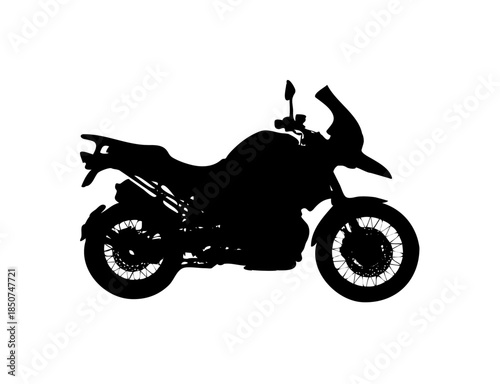 Large touring motorcycle for long-distance road trips, adventure vehicle on isolated white background.