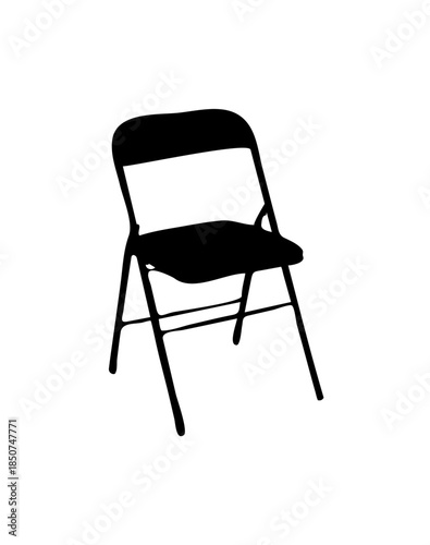 Portable metal folding chair for temporary seating, event furniture on isolated white background.