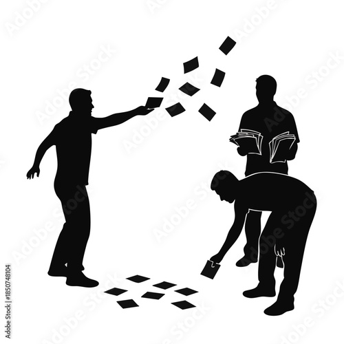 Paperwork Chaos  Data Organization Team Managing Information Scattering  Collecting Documents.