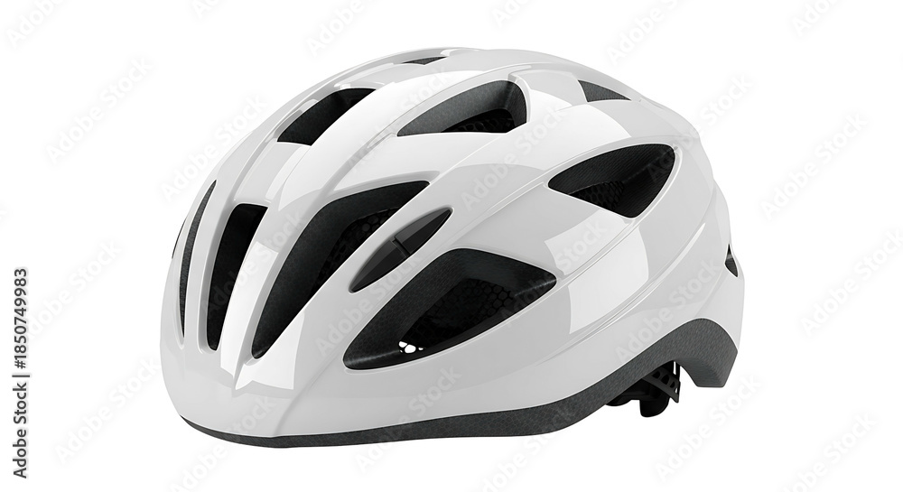 Fototapeta premium White Bicycle Helmet Isolated on a Clean White Background.