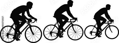 Cyclists silhouette montage