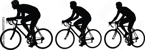 Cyclists in motion silhouette