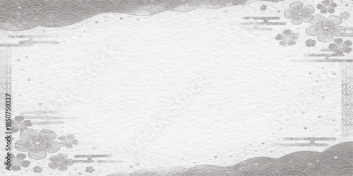 Old vintage paper texture pattern with a rough grey concrete wall surface and a blank black and white grunge frame background design