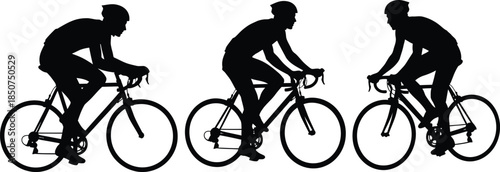 Cyclists silhouette trio