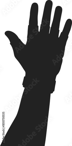 Raised gloved hand graphic