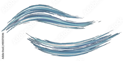 Abstract blue wave brush strokes design element isolated on a clean white background isolated on white background