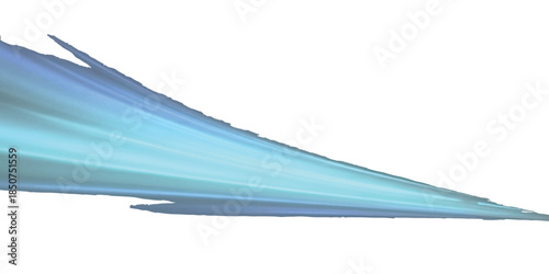 Vibrant light blue motion blur effect accelerating across a white canvas isolated on white background