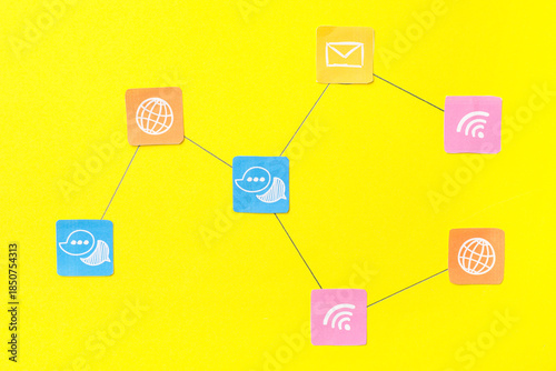 Connected networking symbol...