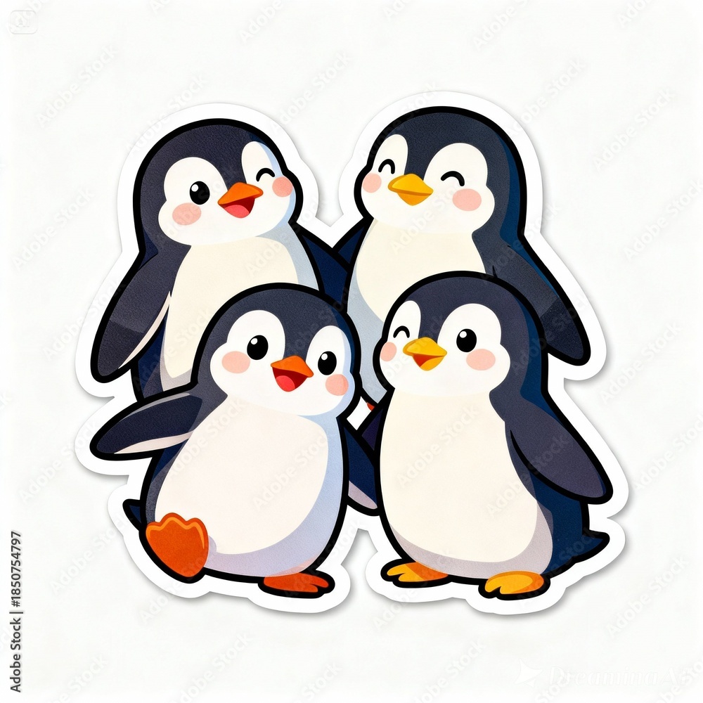 Fototapeta premium penguins on the snow