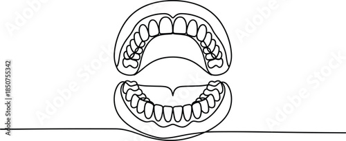 Black and white of teeth with braces dental orthodontics