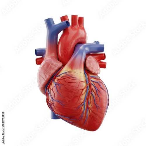 3d heart anatomy isolated on transparent background