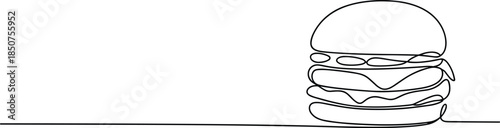 Minimalist Line of a Burger on a Plate line food sandwich