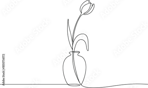 Minimalist Line of a Tulip in a Vase line minimalist