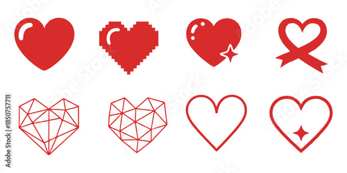Heart Icons Set Of Love Symbols Isolated On White Background