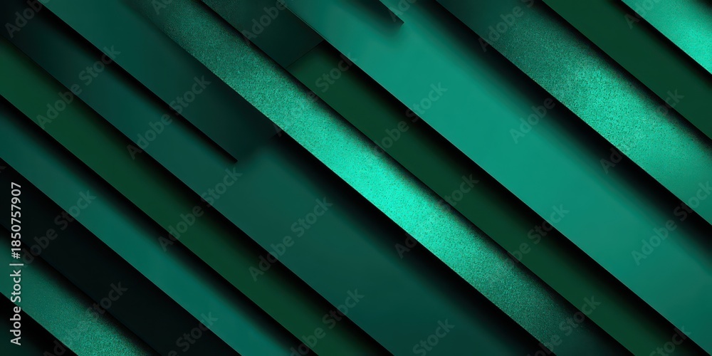 Obraz premium Abstract Geometric Composition of Diagonal Green Stripes with Textured Accents