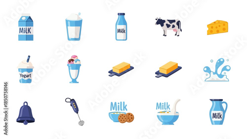 Dairy Delights: A vibrant collage showcasing various dairy products, from fresh milk to creamy treats, with a nod to the cow as the source.