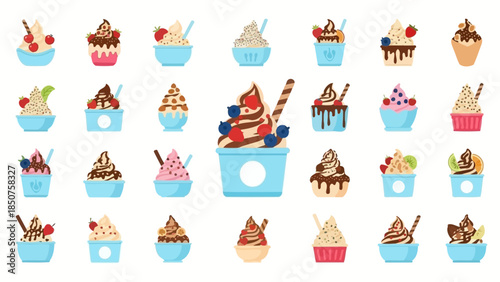 Frozen Delight Assortment: A mouthwatering array of frozen yogurt creations, each bowl a unique symphony of flavors and toppings. This collection captures the essence of indulgence and refreshment.