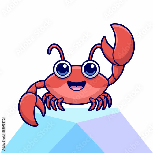 This adorable cartoon crab, wearing glasses and smiling, presents a fun and cheerful character, perfect for children's illustrations or playful designs in various media.