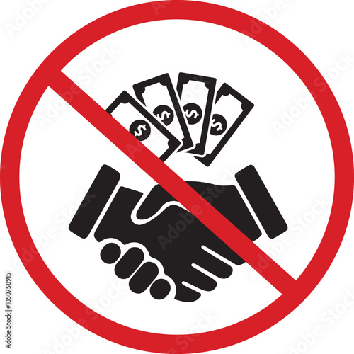 No Corruption or Bribery Handshake Money Icon