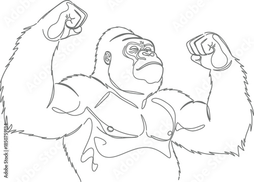 Strong gorilla flexing arm